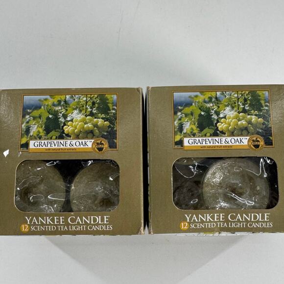 Yankee Candle “GRAPEVINE & OAK 21 Scented Tea Lights Retired Rare - Picture 3 of 4